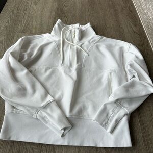 Old Navy Women's White Half-Zip Sweatshirt